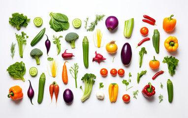 vegetables arranged around a white background AI Generative