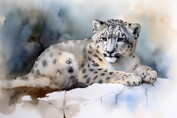 snow leopard cub - obrazy, fototapety, plakaty