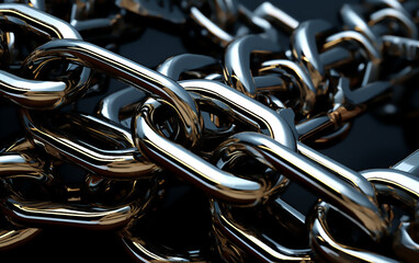 Close up of a metal chain. Generative AI technology.