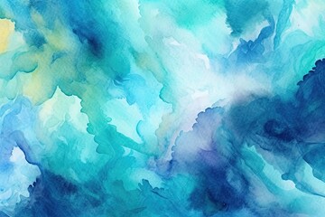 Fototapeta na wymiar Abstract Watercolor Teal and blue Background. AI Generative