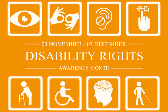 Disability Rights Awareness Month big horizontal Banner. Vector illustration on social concept.