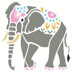 Elephant vector illustration  elephant drawing with ethnic motifs