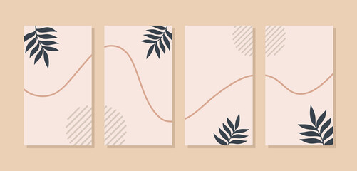 Illustration Vector Graphic of Aesthetic Background Templates in Simple Modern Style. Good for Wedding Invitation Backgrounds and Frames, Social Media Stories Wallpapers.