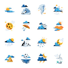 Fototapeta premium Bundle of Natural Disasters Flat Icons