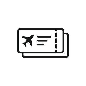 Ticket icon on background. vector illustration. Vector airplane simple flat line style. Blank plane ticket icon. Travel symbol. Flat vector illustration