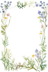 Obraz premium Vintage Luxury wedding invitation card template. template, Water Color Pastel Flower and bloom, Wedding decorative perfect rectangle frame border with gold line art, leaves branches, foliage. Elegant 