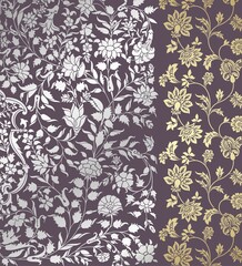 wedding card design, traditional paisley floral pattern , royal India	