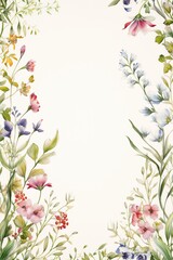 Vintage Luxury wedding invitation card template. template, Water Color Pastel Flower and bloom, Wedding decorative perfect rectangle frame border with gold line art, leaves branches, foliage. Elegant 