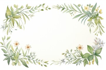 Vintage Luxury wedding invitation card template. template, Water Color Pastel Flower and bloom, Wedding decorative perfect rectangle frame border with gold line art, leaves branches, foliage. Elegant 