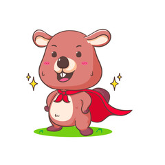 Obraz na płótnie Canvas Cute Superhero Beaver Cartoon Character Mascot vector illustration. Kawaii Adorable Animal Concept Design. Isolated White background.