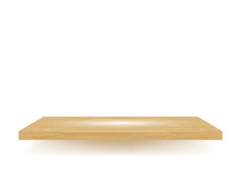 Vector Empty wooden shelf, isolated on a transparent background