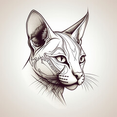 A cat tattoo on white background with generative AI technology