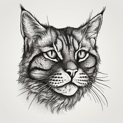 A cat tattoo on white background with generative AI technology