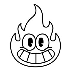 Vector Cute Fire Happy Smilling Face Emoji Isolated