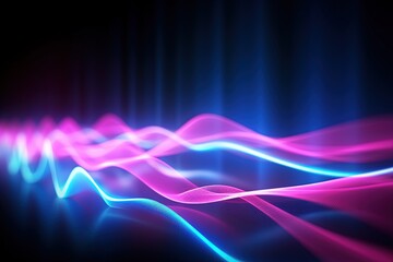 Fototapeta premium abstract futuristic background with pink blue glowing neon moving high speed wave lines and bokeh lights. Data transfer concept Fantastic wallpaper,