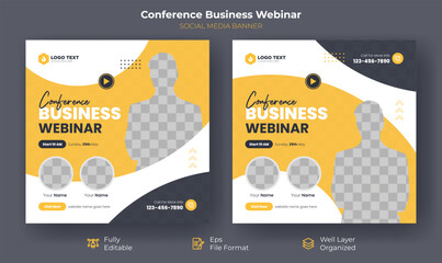 Conference business webinar social media post banner template