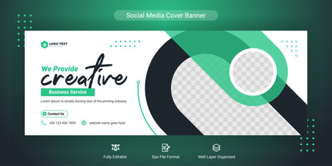 Creative corporate business marketing social media Facebook cover banner post template - obrazy, fototapety, plakaty
