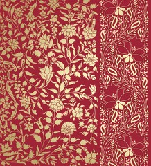 wedding card design, traditional paisley floral pattern , royal India	