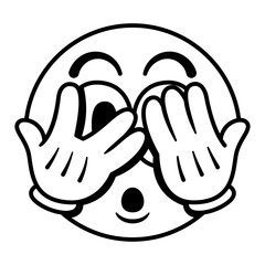 Vector Cartoon Cute Face with Peeking Eye Isolated