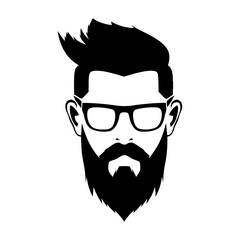 Black silhouette of Hipster hair and beards. Fashion concept.