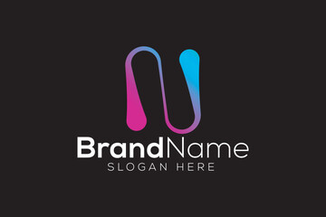 Letter N Colorful technology logo design vector template