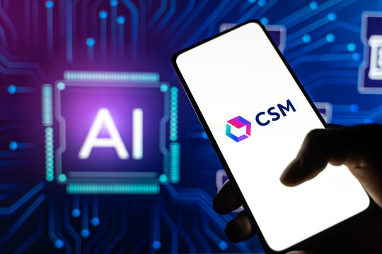 West Bangal, India - july 5, 2023 : CSM ai logo on phone screen stock image.