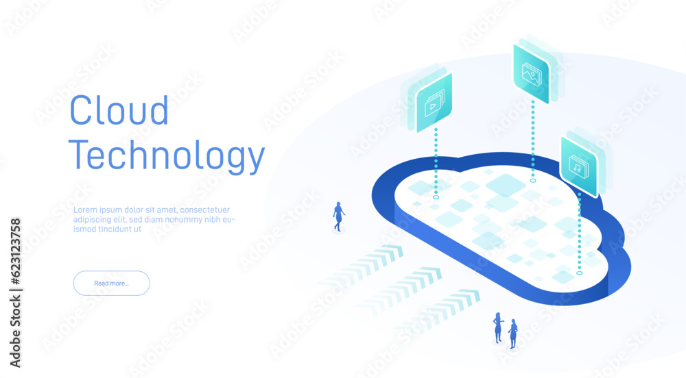 Poster cloud storage isometric. computer service technology. network infrastructure. data server platform. 