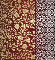 Fototapeta premium wedding card design, traditional paisley floral pattern , royal India 
