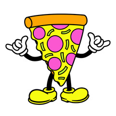 Vector Cartoon Funny Pizza Character Mascot Isolated
