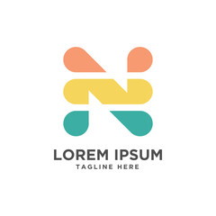 Letter N logo with three color