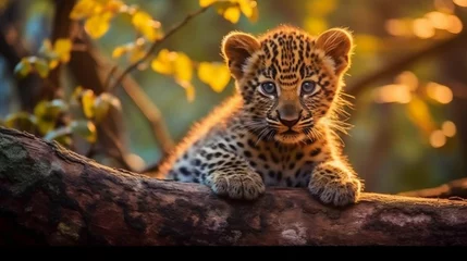 Fotobehang leopard in the tree © lahiru