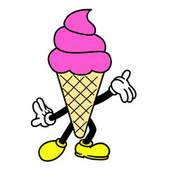 Vector Cartoon Funny Ice Cream Character Mascot Isolated