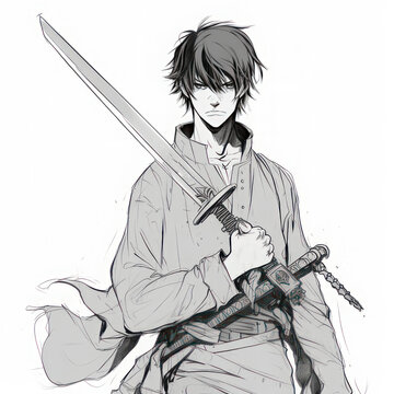 anime fencer, male, fantasy, battlefield, sword drawn, | Stable Diffusion |  OpenArt