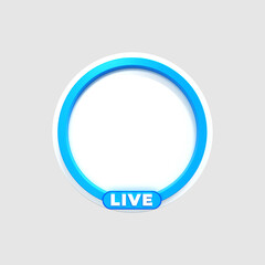 3d rendering Circle profile 3d frame Colorful glossy for live streaming on social media webinar 
