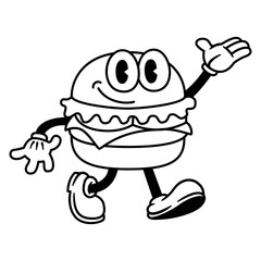 Vector Cartoon Funny Burger Character Mascot Isolated