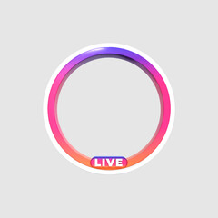 3d rendering Circle profile 3d frame Colorful glossy for live streaming on social media webinar 
