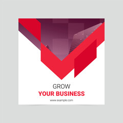 Red modern grow your business social media post template
