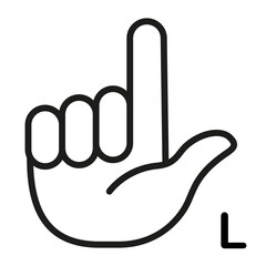 Vector Cartoon Sign Language icon Letter L