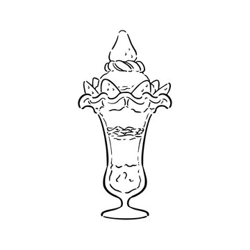 recommend clip art: 線画のイチゴパフェ
