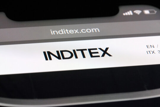 Shanghai,China-July 13th 2023: Inditex brand logo on official website. Spanish clothing company, fast fashion group