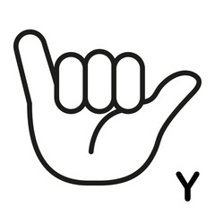Obraz premium Vector Cartoon Sign Language icon Letter Y