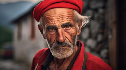 Obraz premium A respected Albanian elder man. AI generated