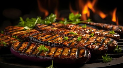 Delicious Grilled meat . Beef steaks on board Ai Generative Image 