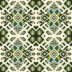 Tribal vector ornament. Seamless African pattern. Ethnic carpet with chevrons. Aztec style. Geometric mosaic on the tile, majolica. Ancient interior. Modern rug. Geo print on textile. Kente Cloth.