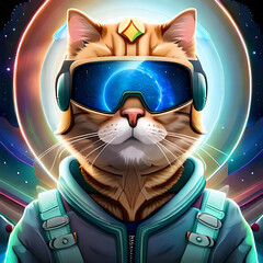 Unleash the Cosmic Curiosity of a Charming Little Cat, Floating Amidst Swirling Galaxies and Sparkling Stars. Discover an AI-Generated Artwork that Captures the Feline's Adventurous Spirit as a Celes