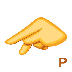 Vector Cartoon Sign Language icon Letter P