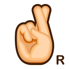 Obraz premium Vector Cartoon Sign Language icon Letter R