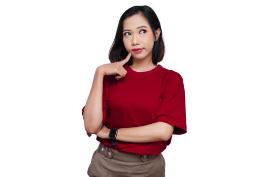 Asian Woman Expression Thinking Something
