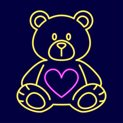 Vector Cute Saint Valentine Teddy Bear Icon Isolated
