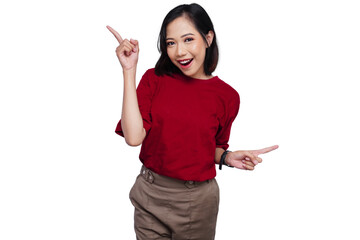 Asian Woman Expression Pointing
